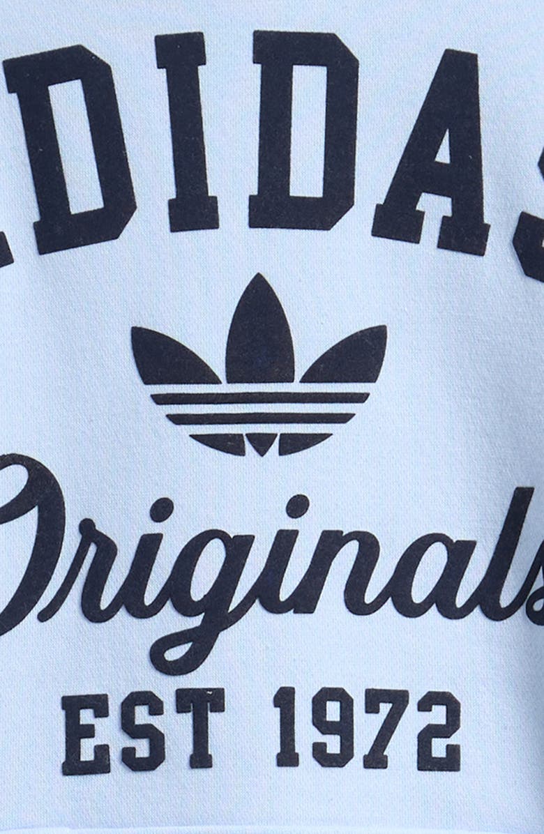 adidas Originals Kids' Varsity Cotton Blend Fleece Hoodie, Alternate, color, Light Blue