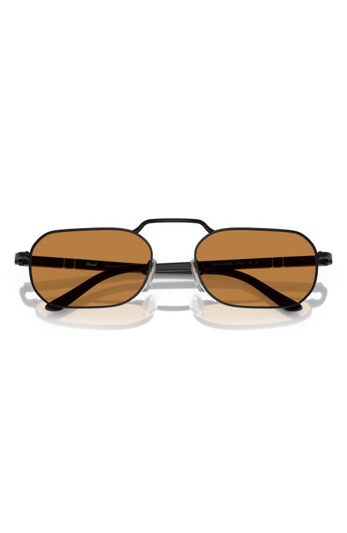 Persol 57mm Polarized Rectangular Sunglasses In Black/yellow