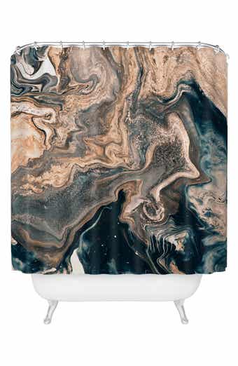 Marble Copper & Blue Shower Curtain