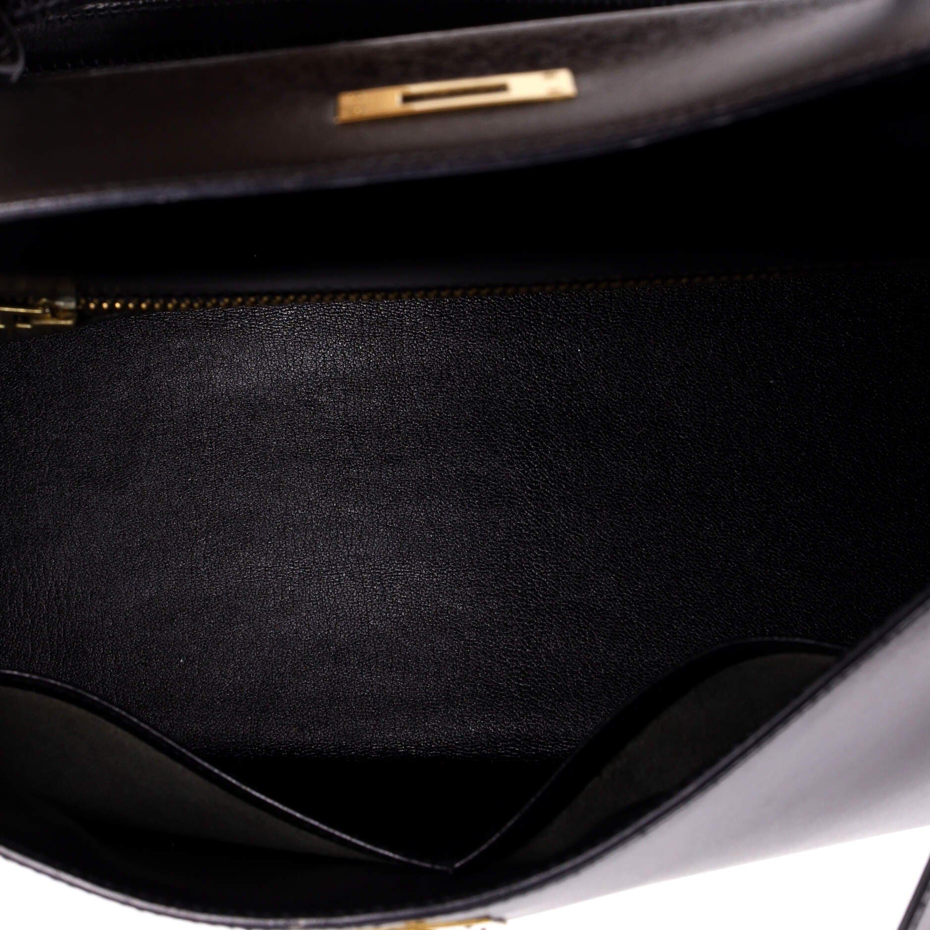 Pre-Owned Hermes Kelly Handbag Black Box Calf with Gold Hardware 32, Alternate, color, Noir