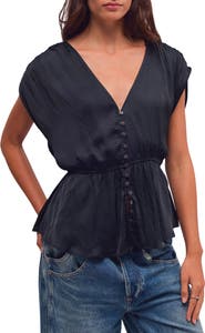 Free People Ash Button-Up Peplum Top