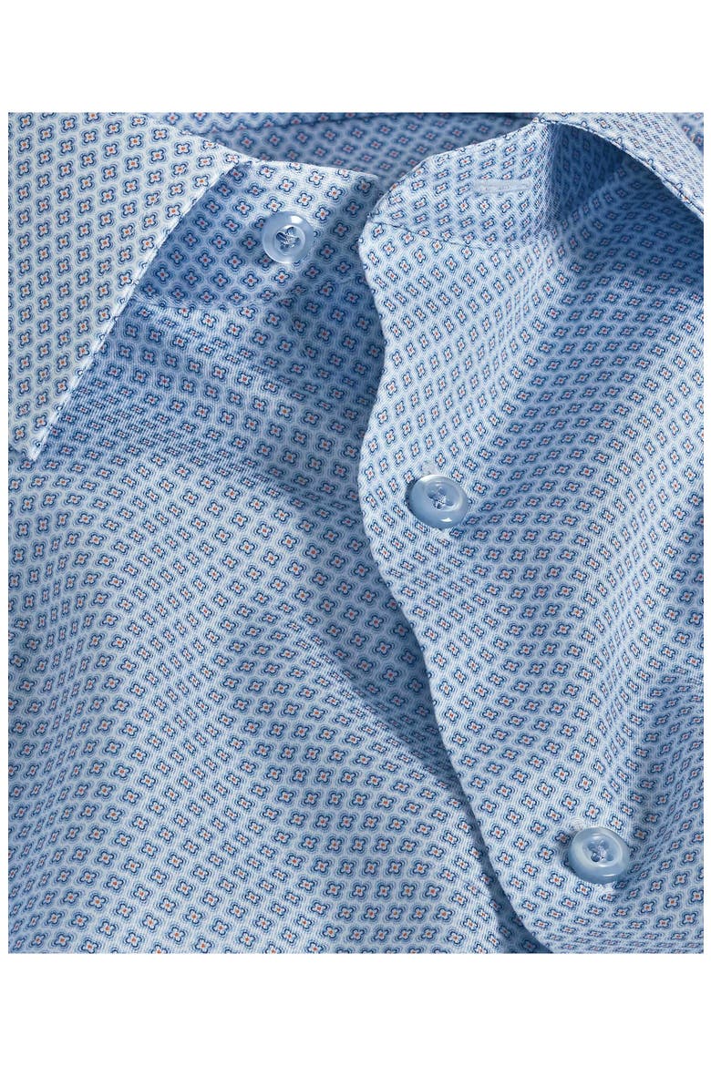 Trim Fit Twill Neat Print Dress Shirt, Alternate, color, BLUE/ MELON