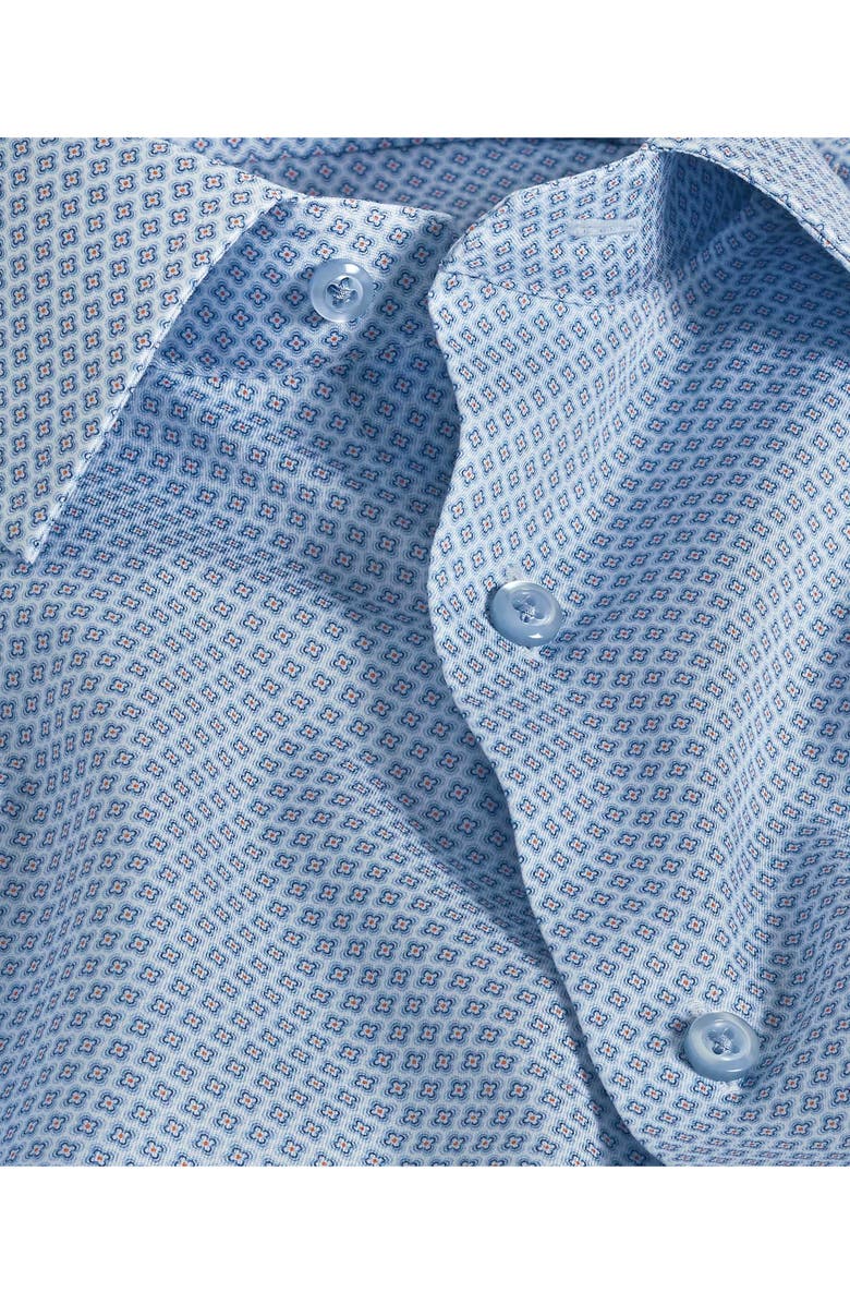 David Donahue Trim Fit Twill Neat Print Dress Shirt, Alternate, color, Blue/ Melon