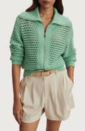 Varley Eloise Open Stitch Cotton Zip-Up Cardigan