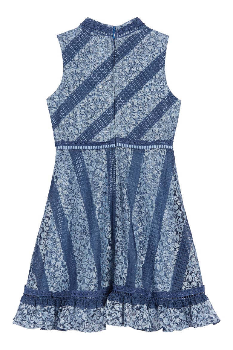 Mock Neck Lace Dress, Alternate, color, BLUE