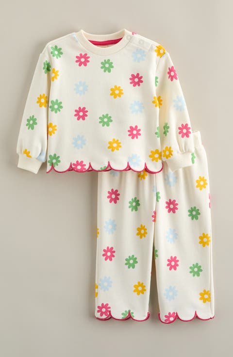 Scallop Hem Cotton Blend Top & Pants Set (Baby)