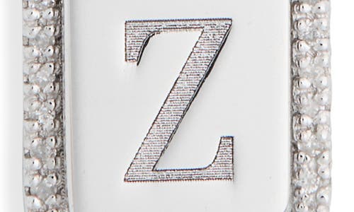Meshmerise Diamond Initial Dog Tag Pendant Necklace In White-z