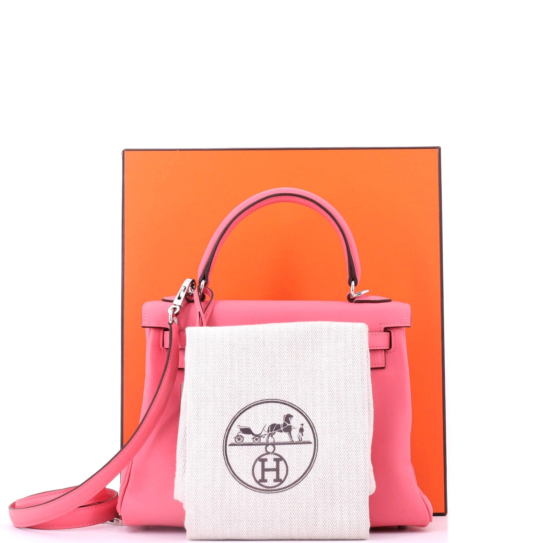 Pre-Owned Hermes Kelly Handbag Pink Swift with Palladium Hardware 25, Alternate, color, Rose Azalee