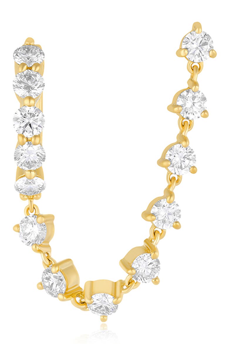 Jumbo 14k Gold Diamond Prong Set Huggie Hoop Earrings, Main, color, 14K YELLOW GOLD