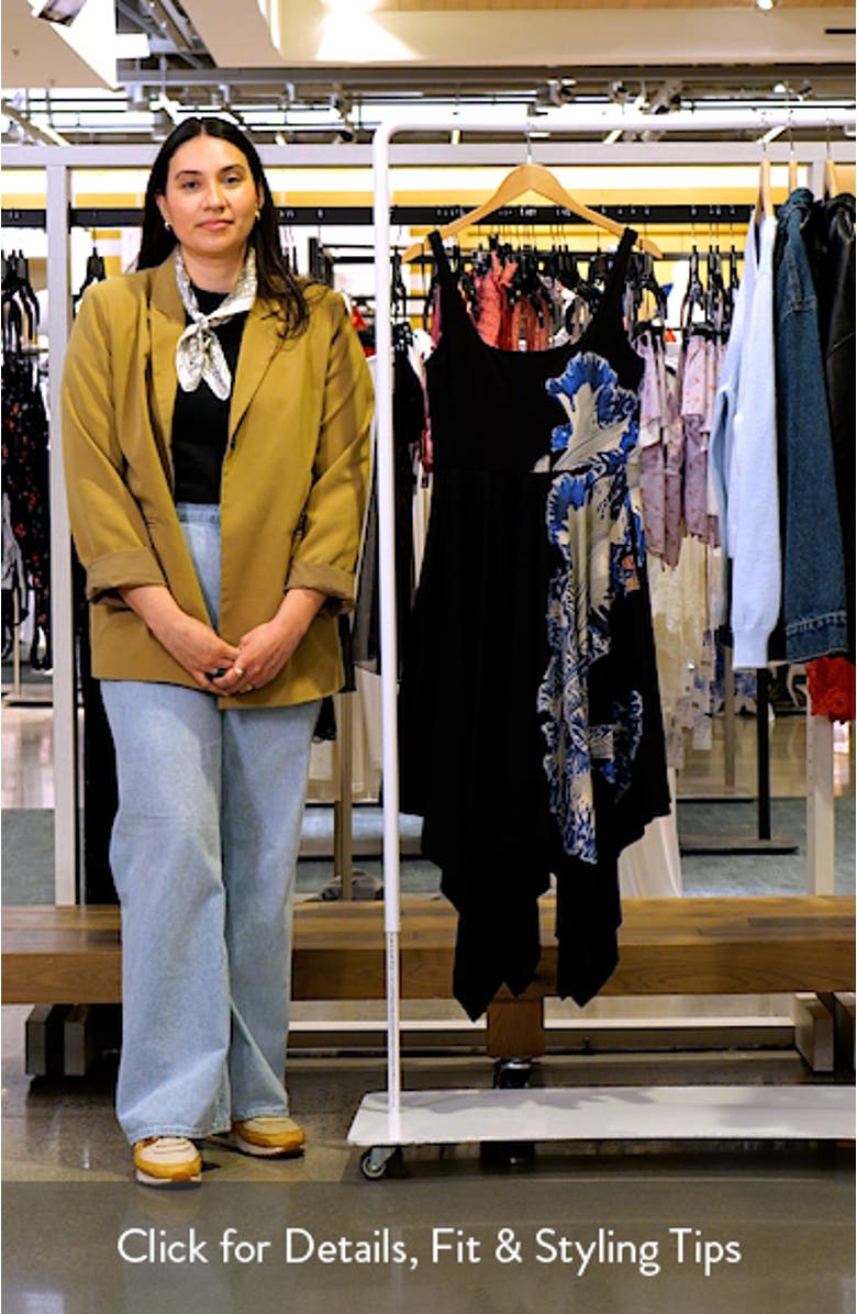 Placement Print Handkerchief Hem Stretch Cotton Dress, sales video thumbnail