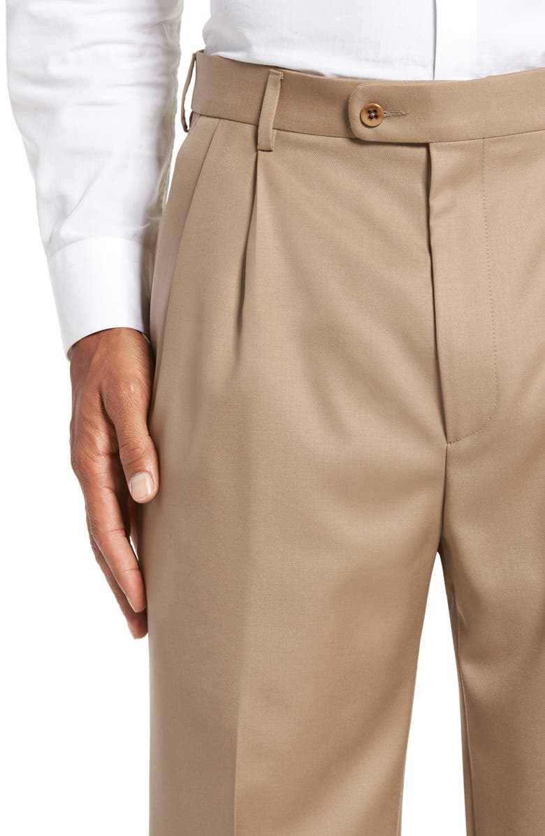 Zanella Bennett Straight Leg Pleated Dress Pants, Alternate, color, Dk Beige 1