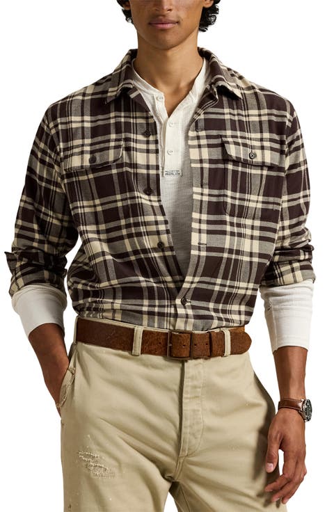 Brushed Twill Long Sleeve Camp Shirt