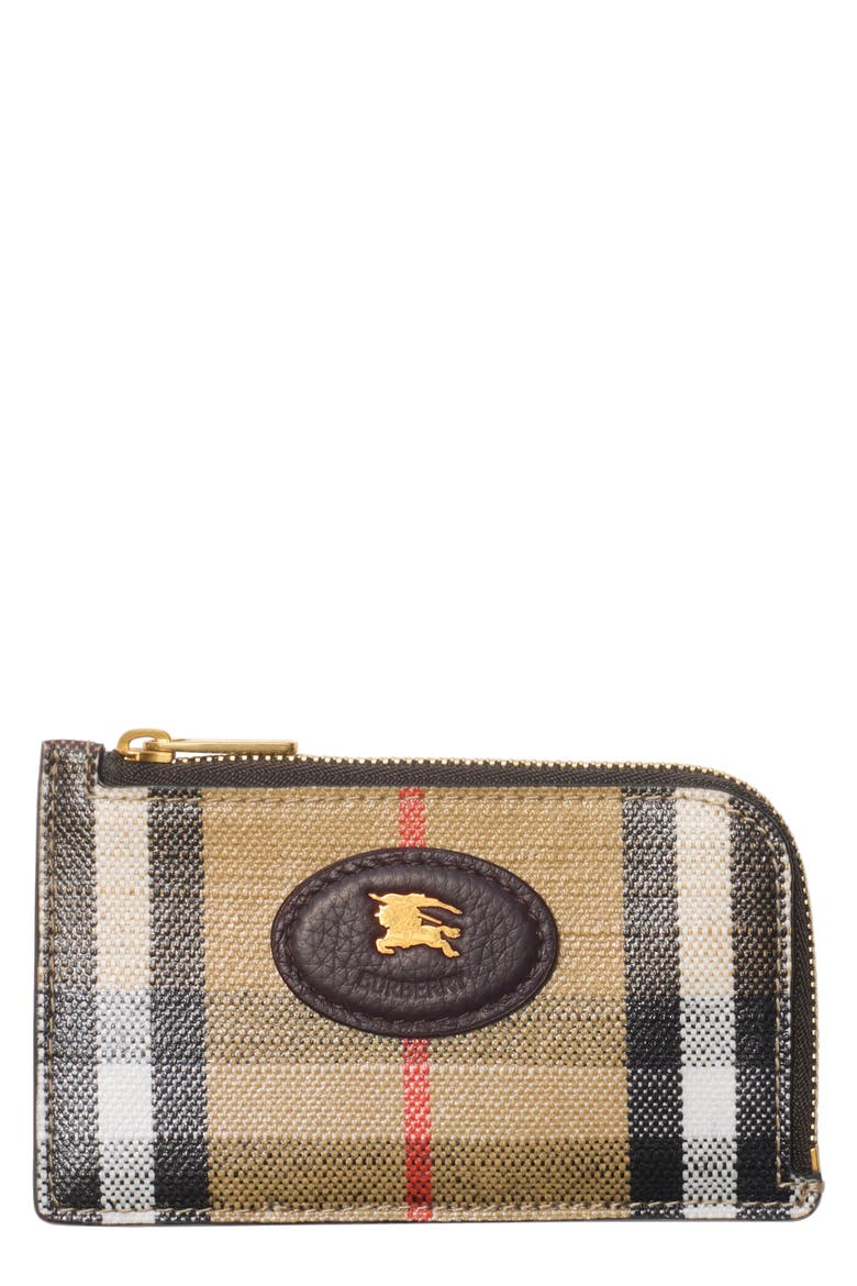 Highlands Check Zip Card Case, Main, color, SAND