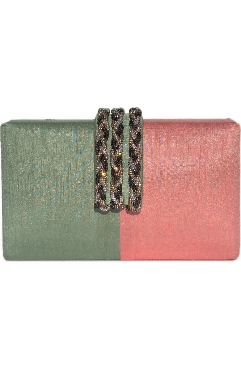 Simitri Braided Fringe Clutch, Main, color, Guava