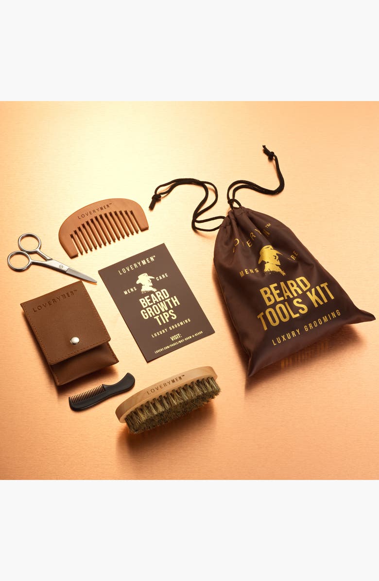 Lovery Beard Tools Kit Premium Comb, Shears, Brush, Comb To-Go, & Travel Pouch, Alternate, color, NO COLOR