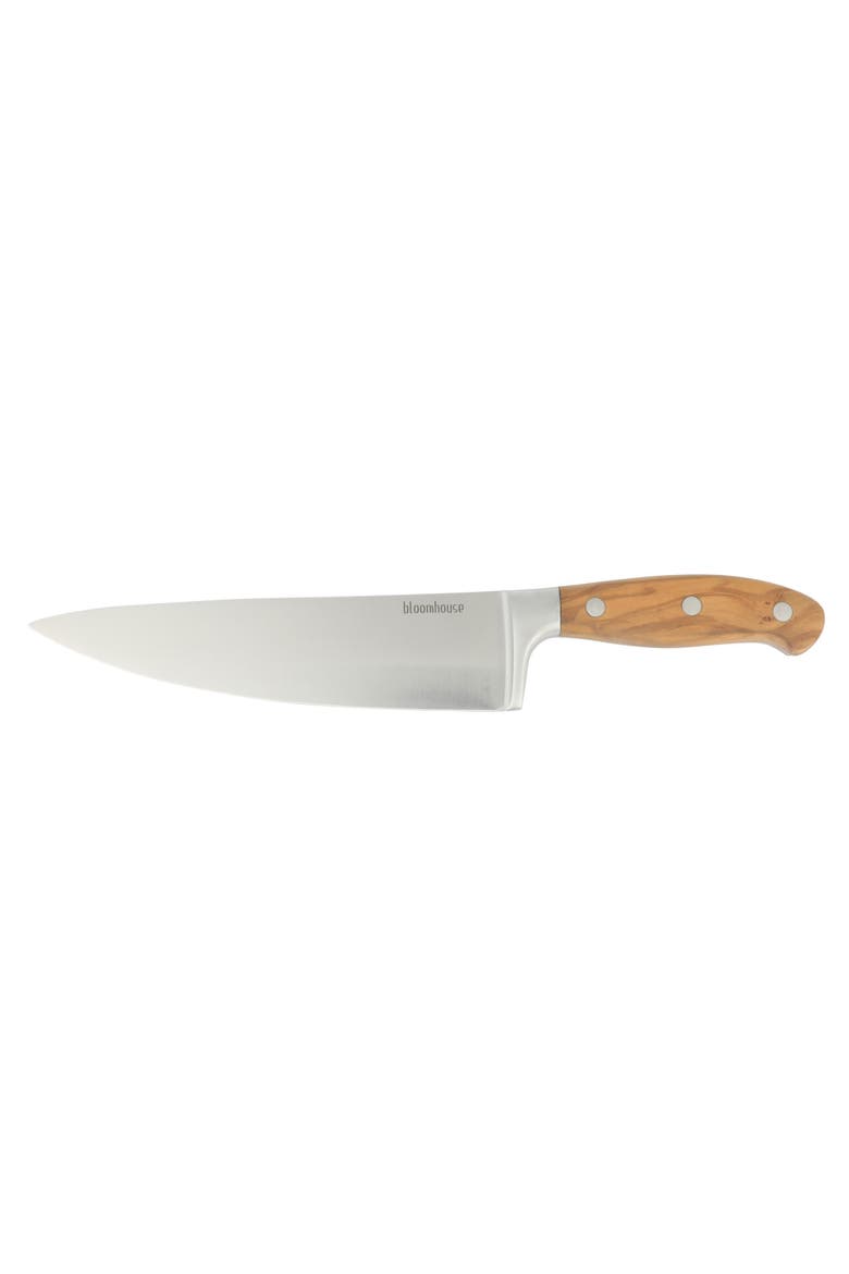 German Steel Chef Knife W/ Italian Olive Wood Forged Handle, Alternate, color, Natural Wood