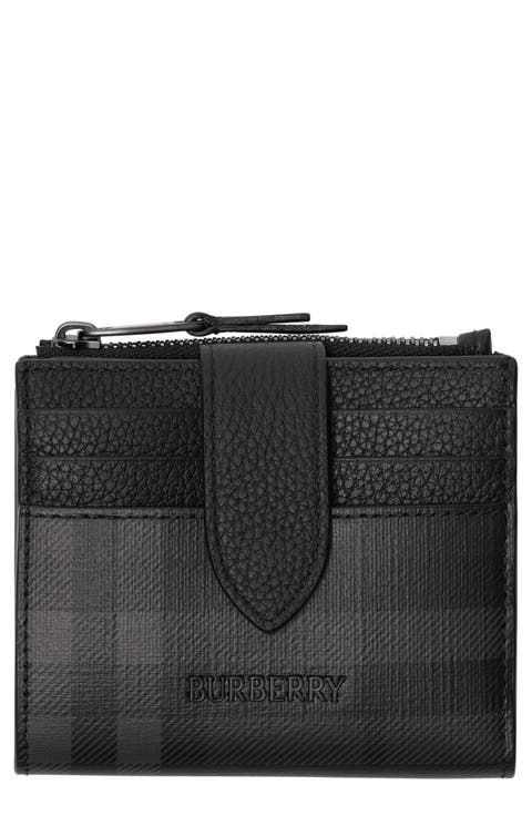 Check Zip Coated Canvas & Leather Bifold Wallet