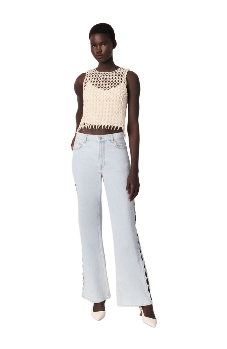 maje Cropped sleeveless beaded top, Alternate, color, 