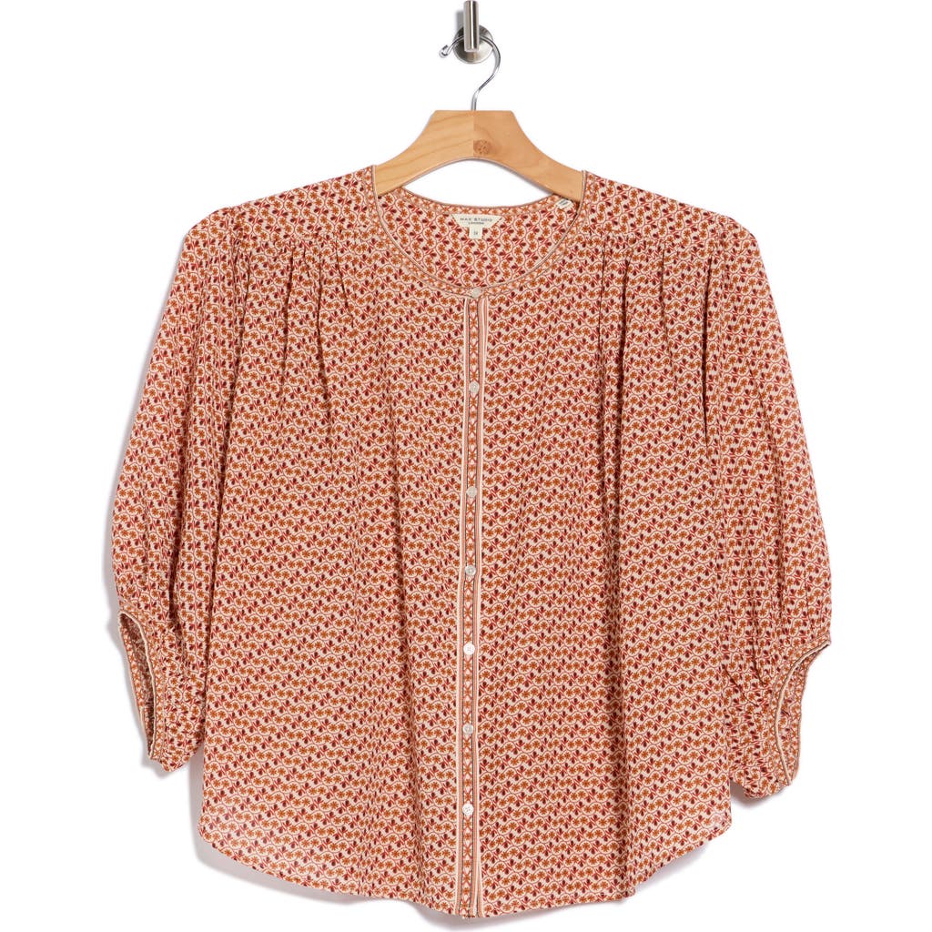 Max Studio Button Front Top In Pink