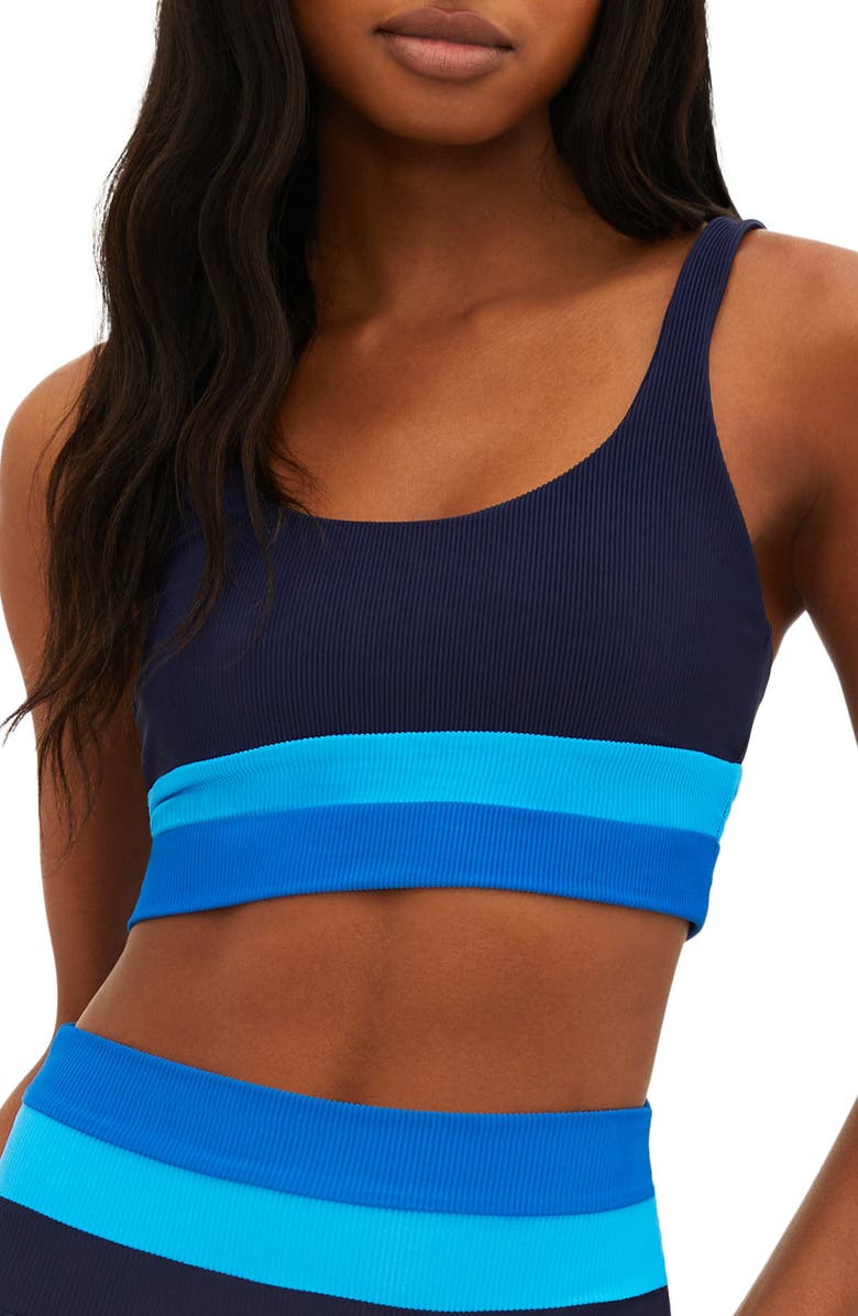 Beach Riot Mackenzine Colorblock Bikini Top, Main, color, Marine Colorblock