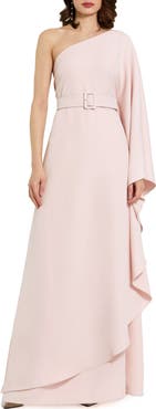 Mac Duggal Crepe One Sleeve Belted Kaftan Dress