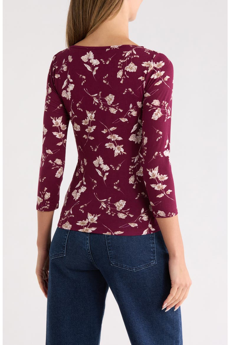 Floral Cowl Neck Jersey Top, Alternate, color, BURGUNDY