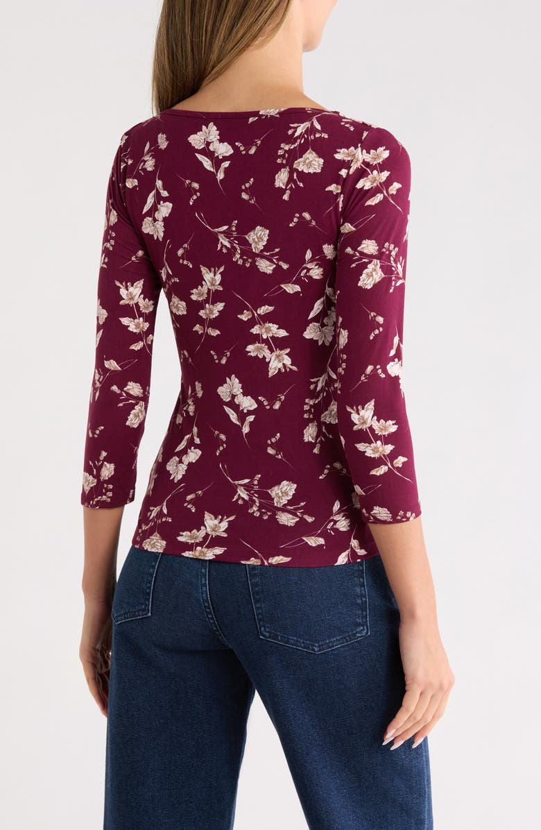 Renee C Floral Cowl Neck Jersey Top, Alternate, color, Burgundy