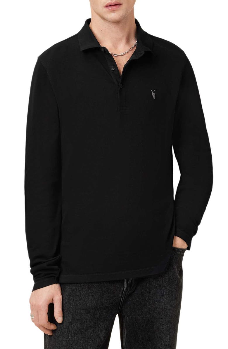 AllSaints Reform Cotton Piqué Polo, Main, color, Black