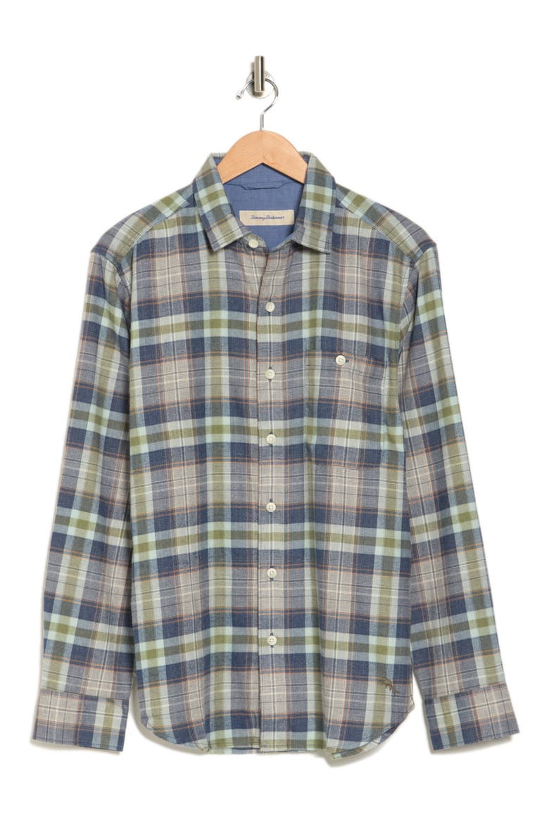 Lakeside Plaid Flannel Button-Up Shirt, Alternate, color, DK FERN