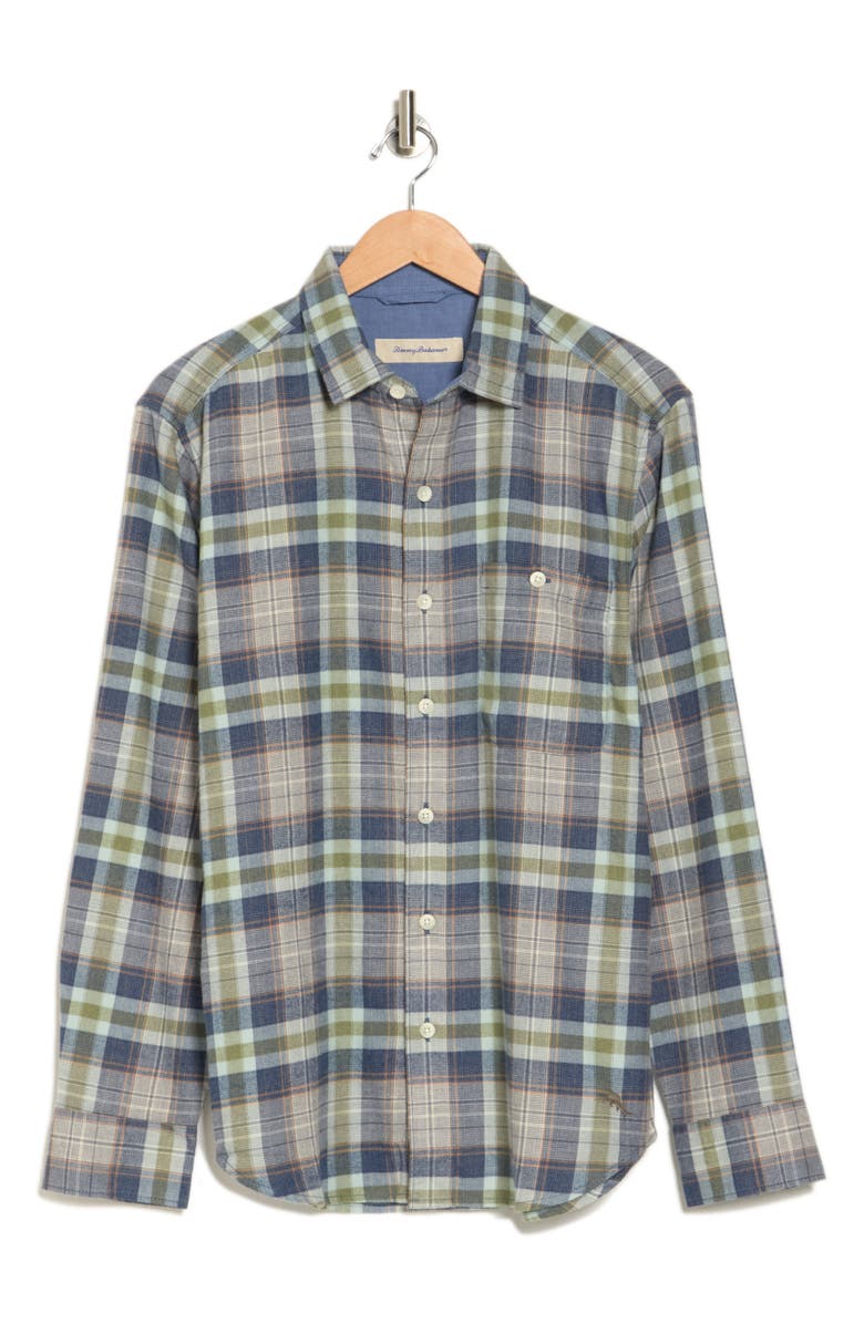 Tommy Bahama Lakeside Plaid Flannel Button-Up Shirt, Alternate, color, Dk Fern