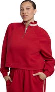 ELOQUII Stripe Detail Quarter Zip Sweatshirt