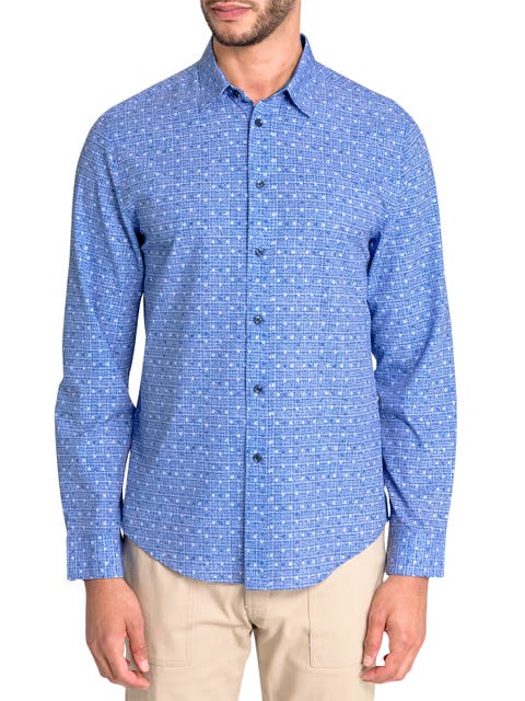 Slim Fit Denim Dot Recycled 4-Way Stretch Performance Long Sleeve Shirt