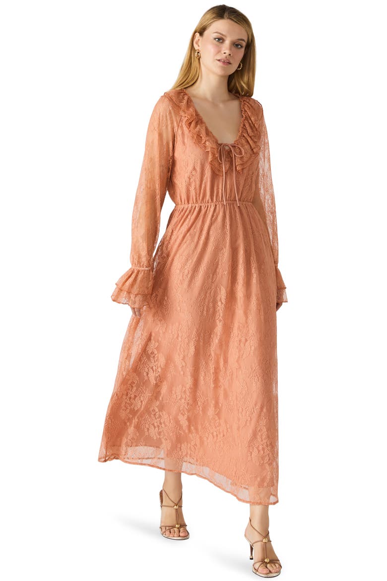 Rosabella Long Sleeve Lace Dress, Alternate, color, CLAY