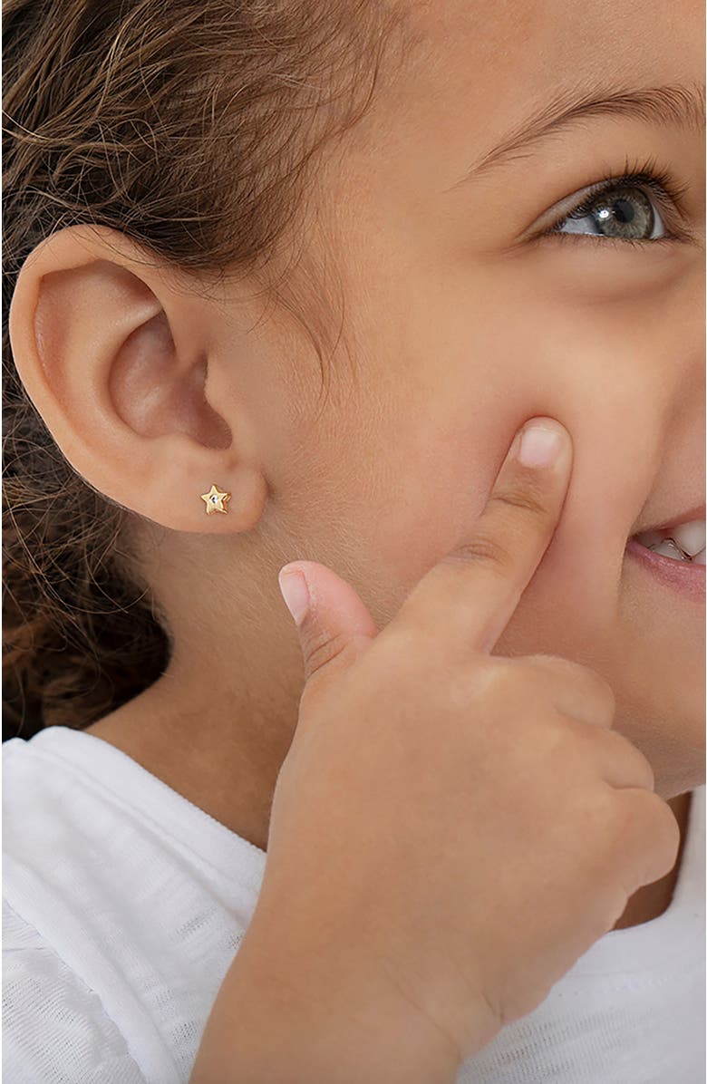 In Season Jewelry 14k Polished Cubic Zirconia Star Earrings, Alternate, color, Gold