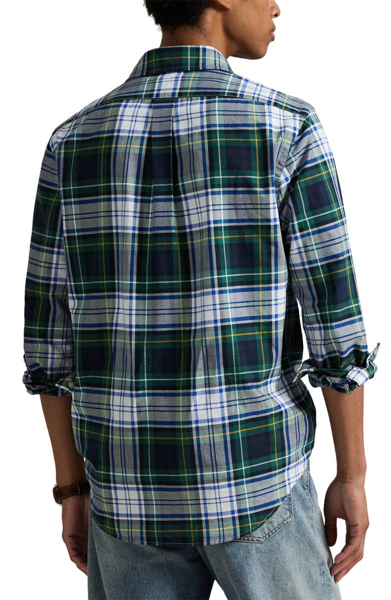 Polo Ralph Lauren Classic Fit Plaid Cotton Oxford Button-Down Shirt, Alternate, color, Green/ Blue Multi