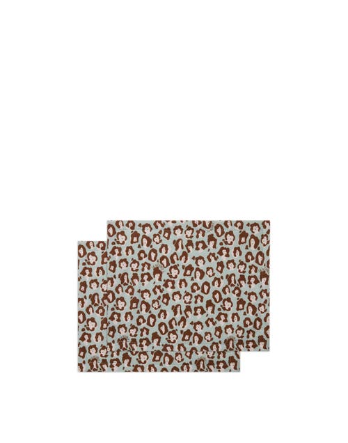 La Doublej Placemats Set Of 2 (35x45) Lady Leopard Acqua Acquamarin In Lady Leopard Acqua Acquamarin