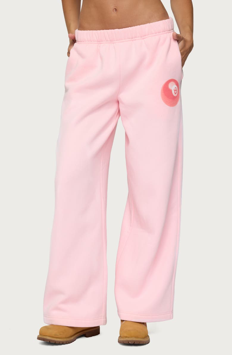 EDIKTED Lucky 8 Wide Leg Sweatpants, Main, color, Light-Pink