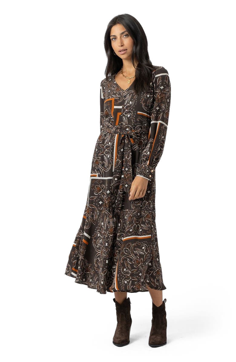 Saint + Sofia Allegra V-Neck Dress, Alternate, color, Brown Paisley