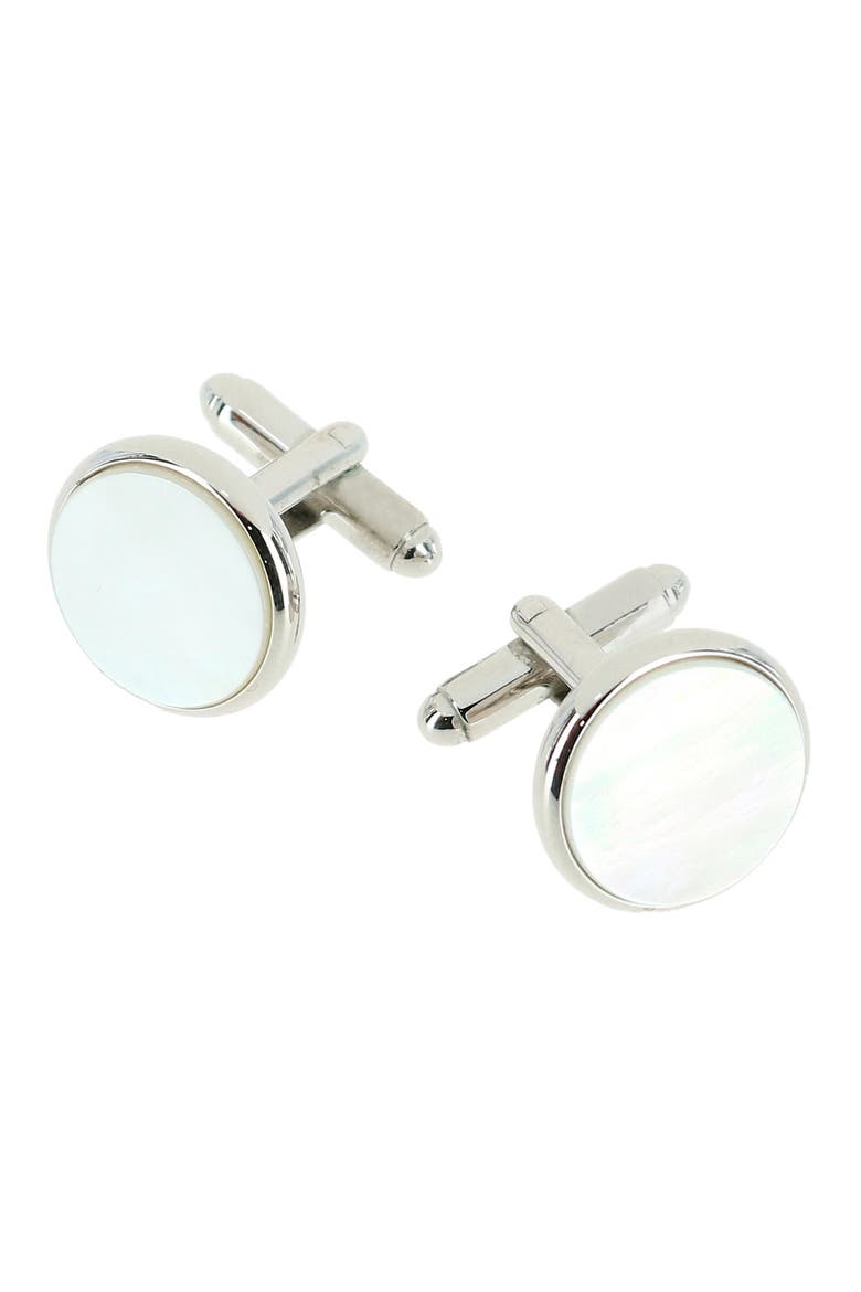 Sutton Mother-of-Pearl Cuff Links, Main, color, SILVER
