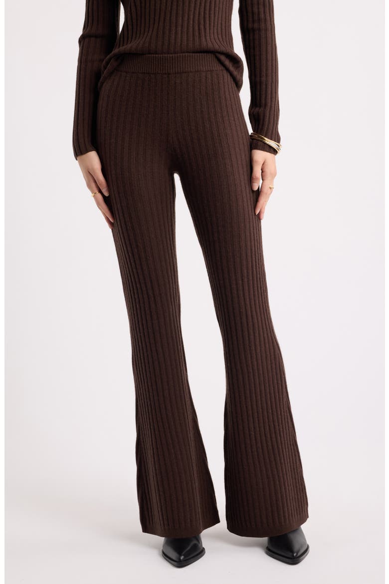 Cashmere Flare Leg Pants, Main, color, BROWN CHICORY