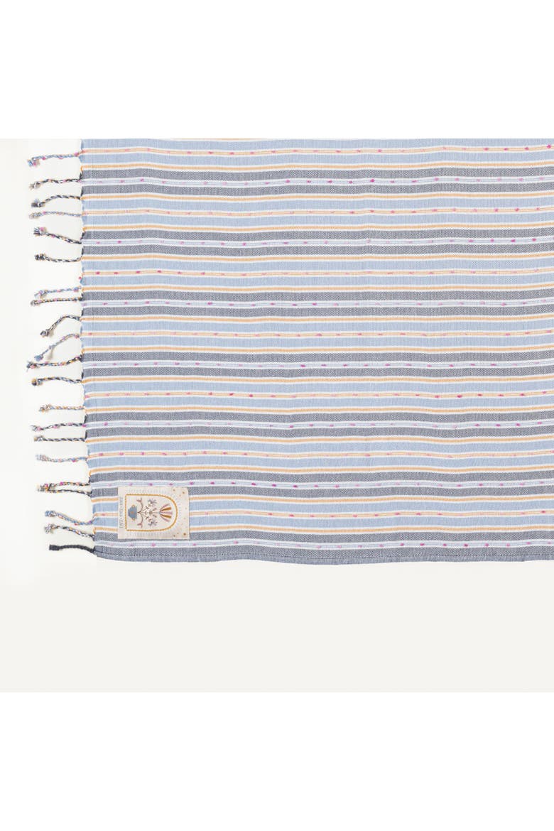 Baklan Fringed Yarn Dyed Striped 100% Cotton Peshtemal Set Of 2, Alternate, color, Blue