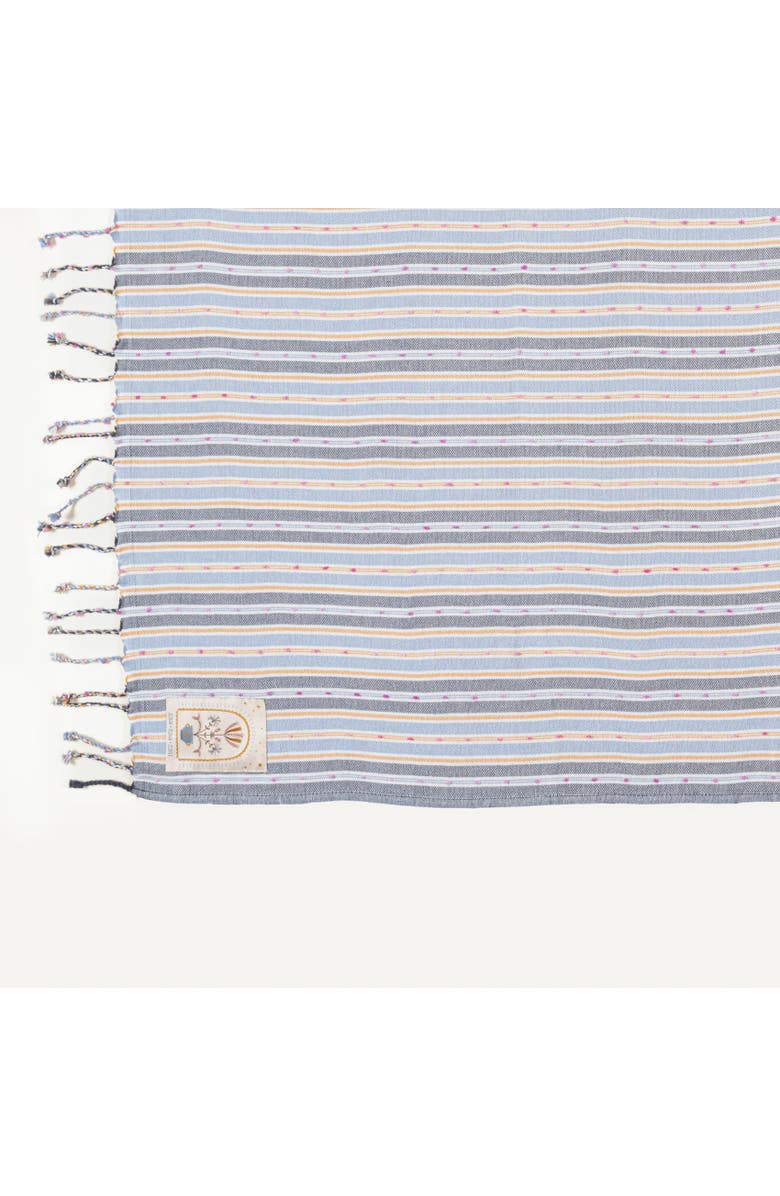 Zsa Zsa Zsu Baklan Fringed Yarn Dyed Striped 100% Cotton Peshtemal Set Of 2, Alternate, color, Blue