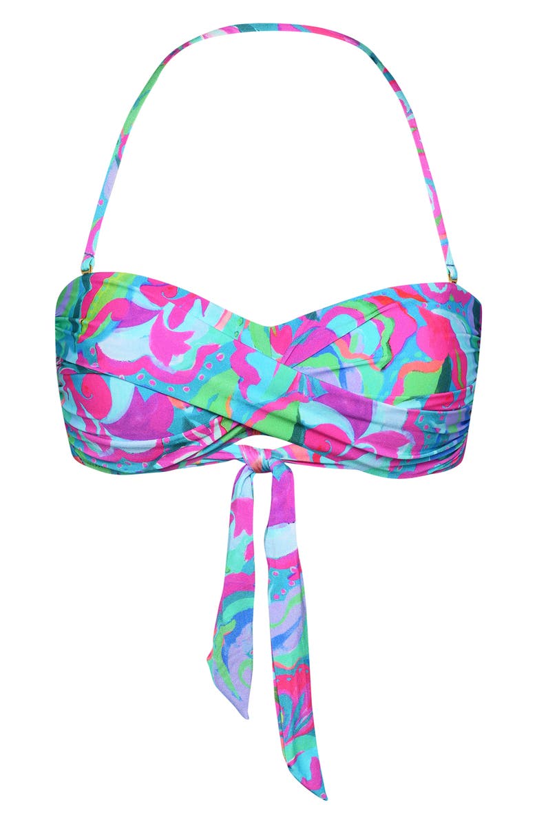 Sunshine 79 Swirltopia Twist Front Bandeau Bikini Top, Alternate, color, Aqua Multi