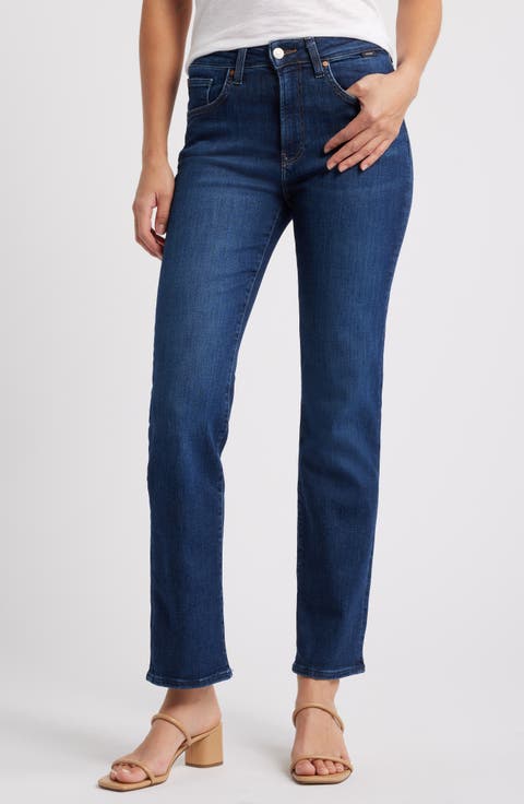 Kendra High Waist Straight Leg Jeans (Deep Flex Blue)