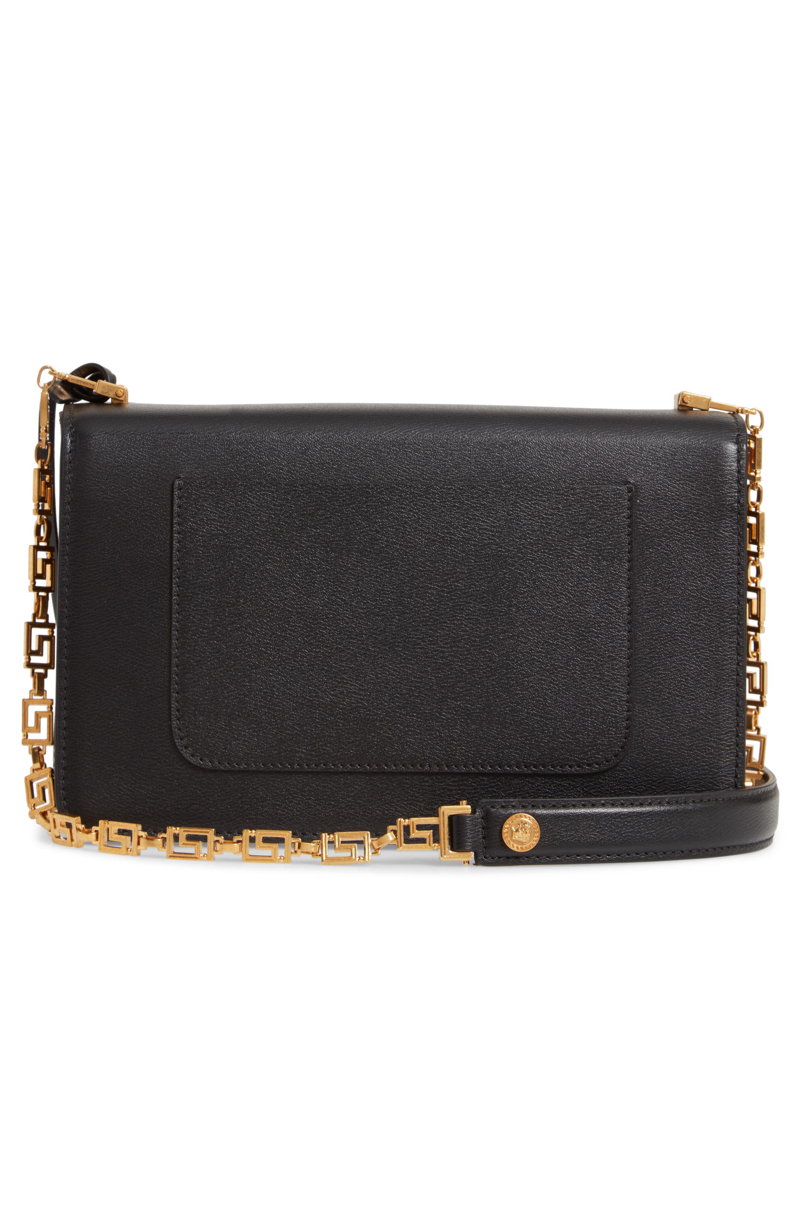 Versace Medium Icon Leather Shoulder Bag, Alternate, color, 