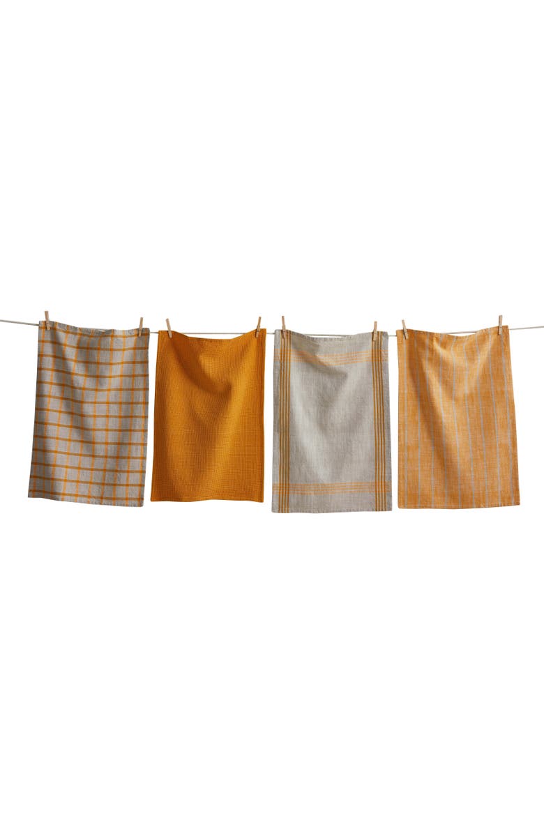tag Canyon Woven Dishtowel Set/4 Ochre Ochre Cotton Everyday, Main, color, Orange