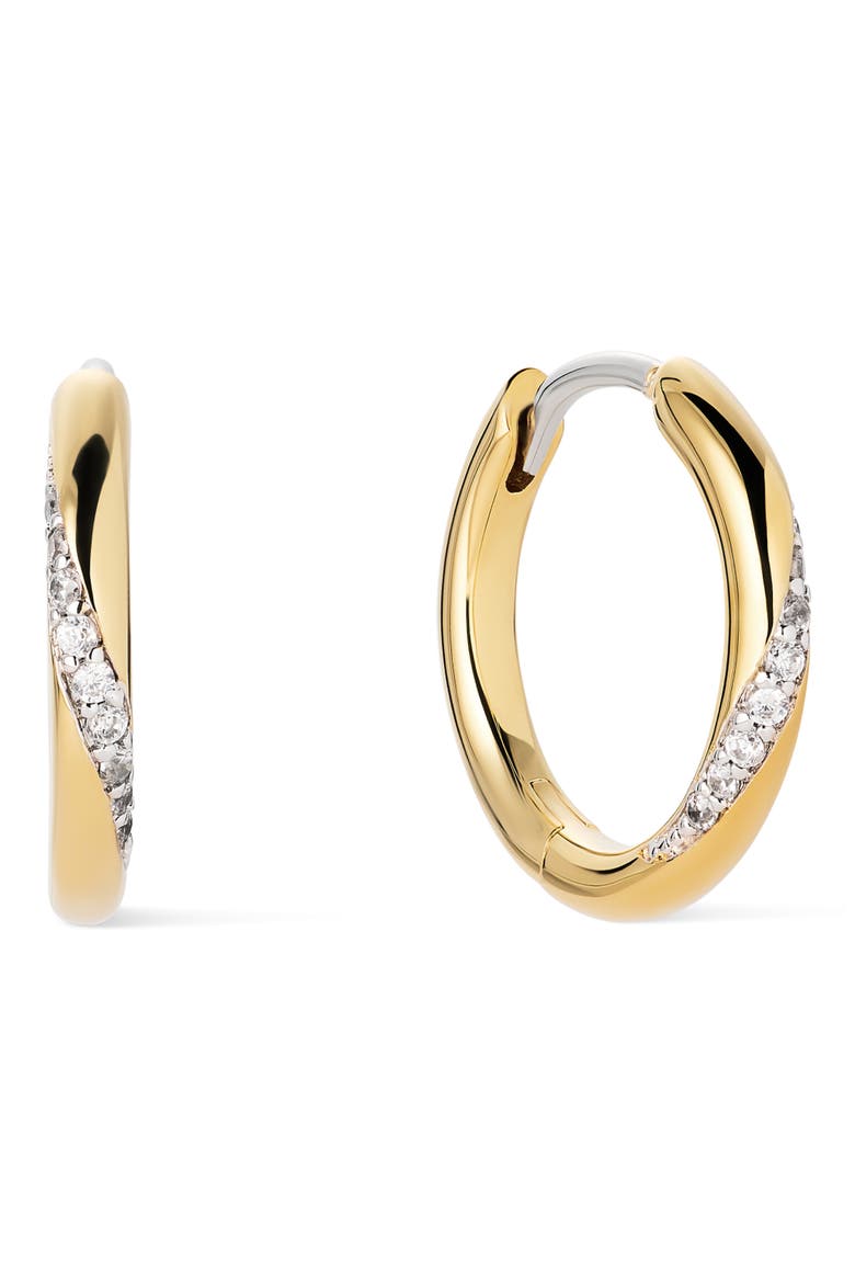 Kira Slim Pavé Hoop Earrings, Main, color, GOLD / CLEAR