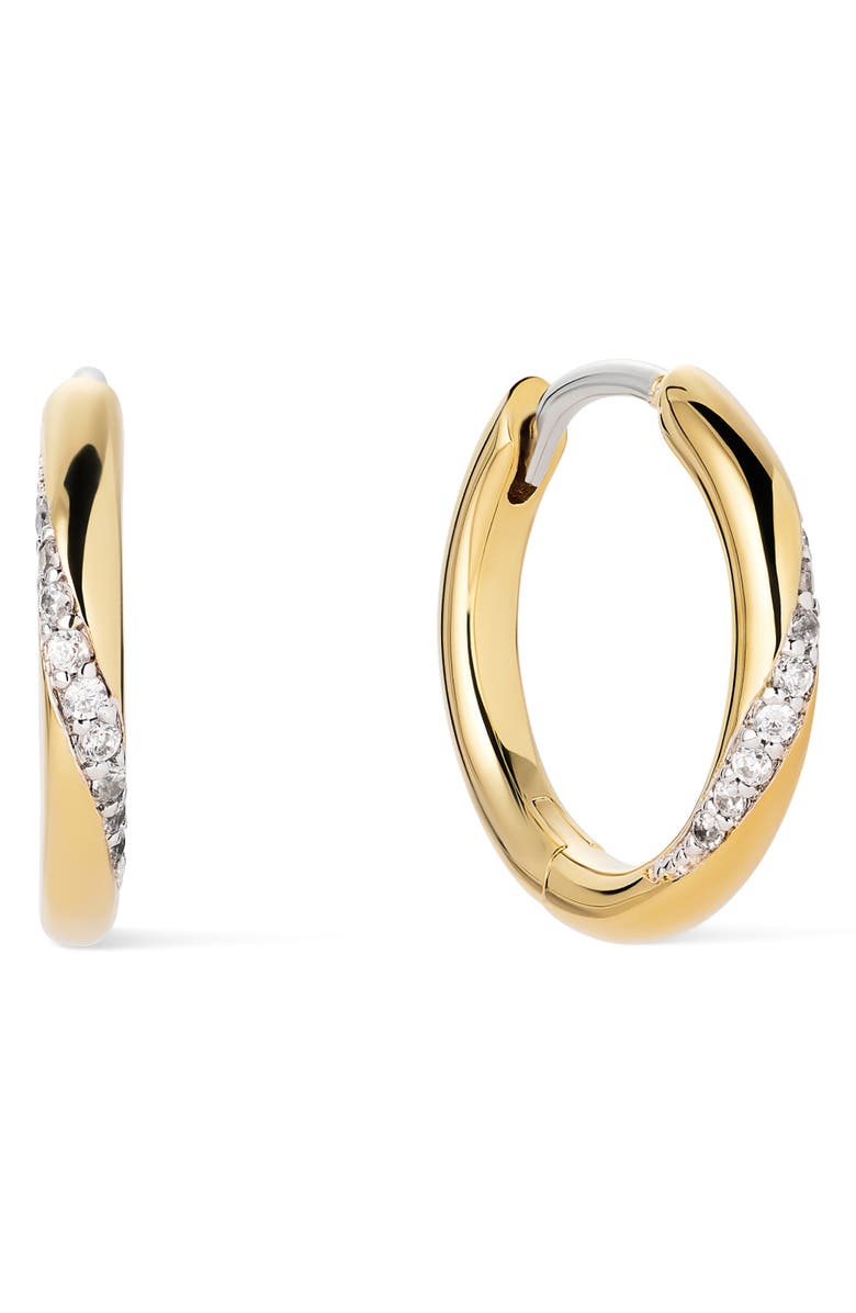 Ana Luisa Kira Slim Pavé Hoop Earrings, Main, color, Gold / Clear