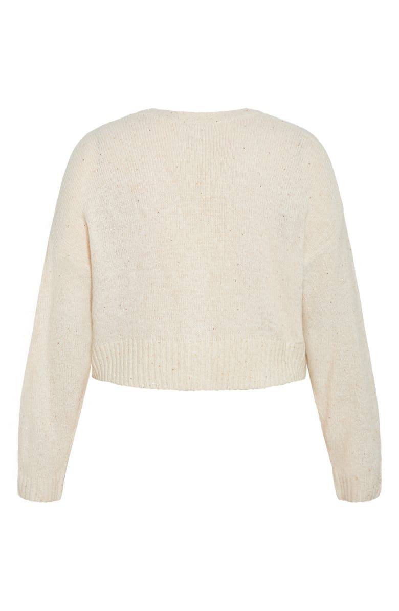 City Chic Remy Metallic Crop Cardigan, Alternate, color, Cream