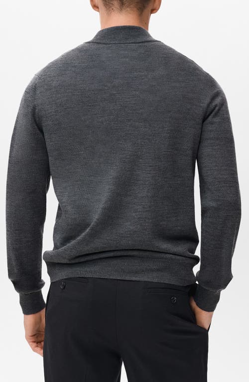 Mango Perkins Wool Quarter Zip Sweater In Gray